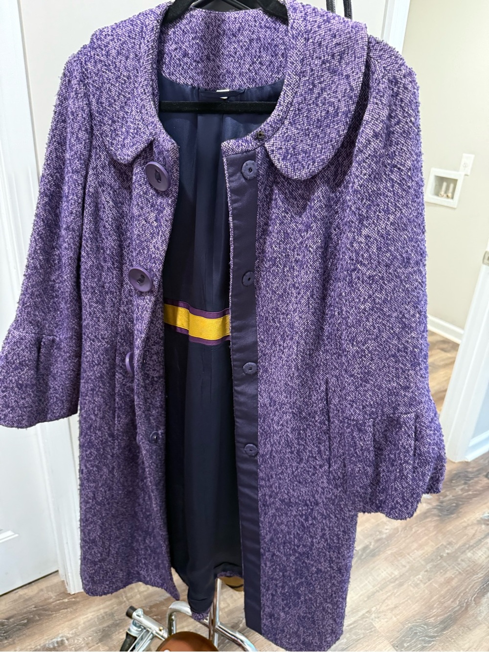 Boden Textured Purple Wool-Blend Coat - Picture 2 of 4